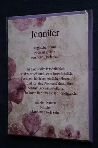 Jennifer, Namenskarte, Geburtstagskarte, Glückwunschkarte, Personalisierte Karte, Namen Jennifer