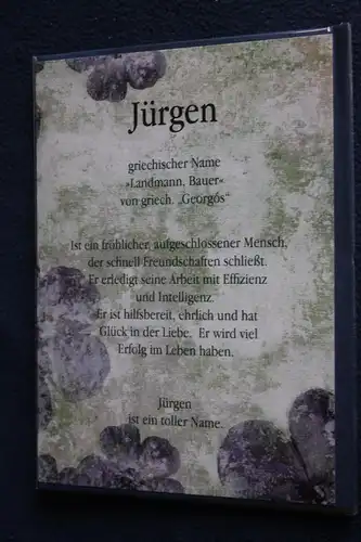 Jürgen, Namenskarte, Geburtstagskarte, Glückwunschkarte, Personalisierte Karte, Namen Jürgen