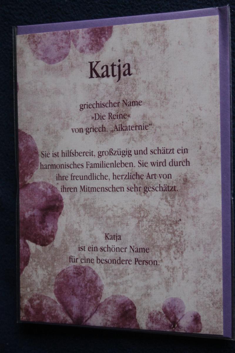 Katja, Namenskarte, Geburtstagskarte, Glückwunschkarte, Personalisierte