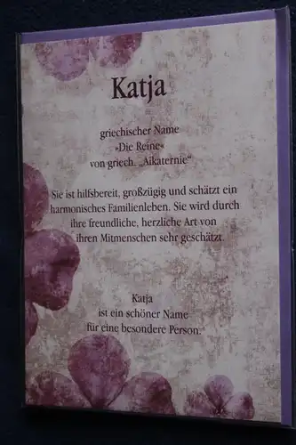 Katja, Namenskarte, Geburtstagskarte, Glückwunschkarte, Personalisierte Karte, Namen Katja