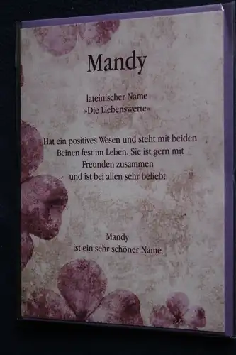 Mandy, Namenskarte, Geburtstagskarte, Glückwunschkarte, Personalisierte Karte, Namen Mandy