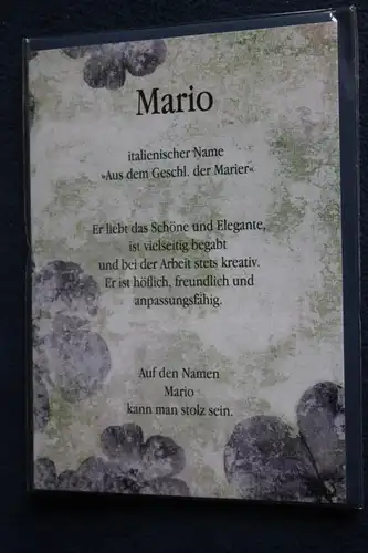 Mario, Namenskarte, Geburtstagskarte, Glückwunschkarte, Personalisierte Karte, Namen Mario