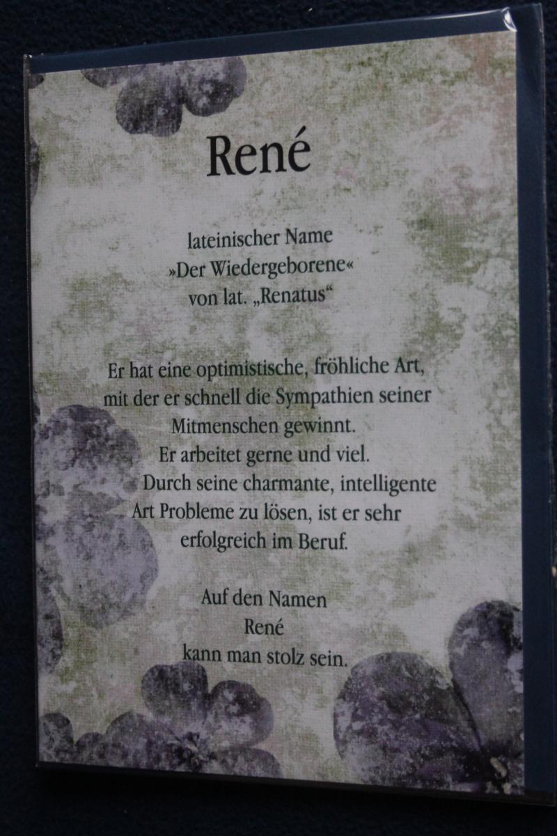 Rene Namenskarte Geburtstagskarte Gluckwunschkarte Personalisierte Karte Namen Rene Nr 1013 Oldthing Geburtstag
