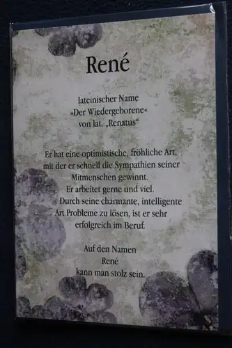 Rene, Namenskarte, Geburtstagskarte, Glückwunschkarte, Personalisierte Karte, Namen Rene