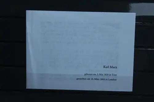 Karl Marx Münze; Flyer, Beschreibung, Begleitinfo