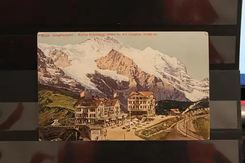 [Lithographie] Jungfraubahn, Kleine Scheidegg mit Jungfrau. 