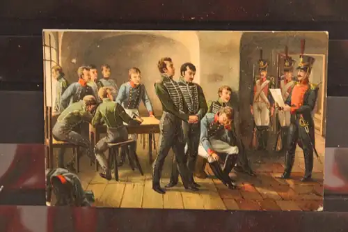 [Lithographie] Verkündung der Todesurteile an die elf  Schill'schen Offiziere in Wesel 1809. 