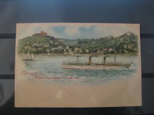 [Lithographie] Gruss aus Blankenese bei Hamburg. 