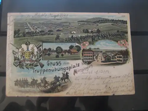 [Lithographie] Gruß vom Truppenübungsplatz b. Münsingen. 