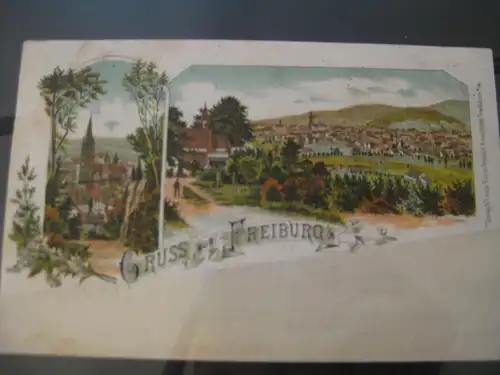 [Lithographie] Gruss aus Freiburg. 