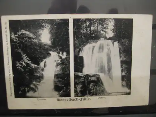 [Echtfotokarte schwarz/weiß] Unterer und oberer Kesselbachfall. 