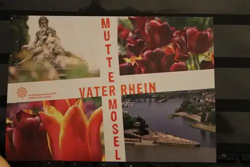 [Echtfotokarte farbig] Mutter Mosel, Vater Rhein; Bundesgartenschau Koblenz 2011. 