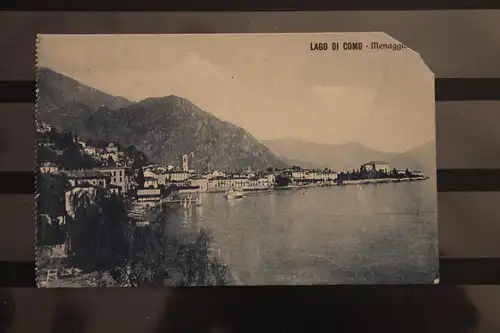 [Echtfotokarte schwarz/weiß] Lago di Como; Menaggio. 