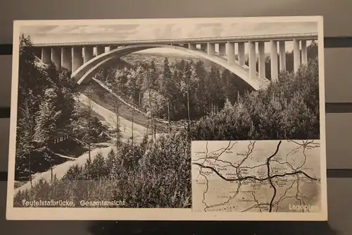 [Echtfotokarte schwarz/weiß] Reichsautobahn in Thüringen; Teufelstalbrücke. 