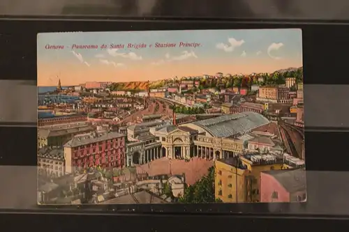 [Lithographie] Genova,  Panorama da Santa Brigida e Stazione Principe. 