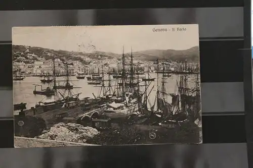 [Echtfotokarte schwarz/weiß] Genova,  Il Porto. 