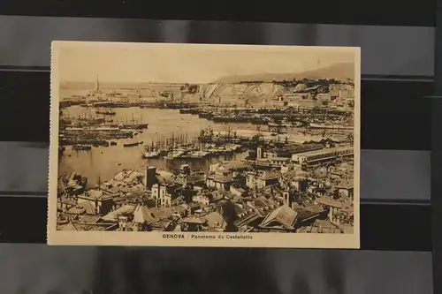 [Echtfotokarte schwarz/weiß] Genova,  Panorama da Castelletto. 
