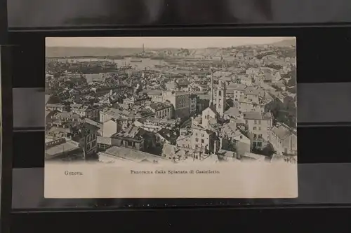[Echtfotokarte schwarz/weiß] Genova,  Panorama dalla Spianata di Castelletto. 