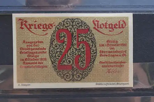 Kriegs-Notgeld Geislingen; 25 Pf.