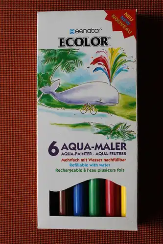 Aquamaler; ECOLOR - Set von Senator  mit 6 Farben;  Mehrfach mit Wasser nachfüllbar