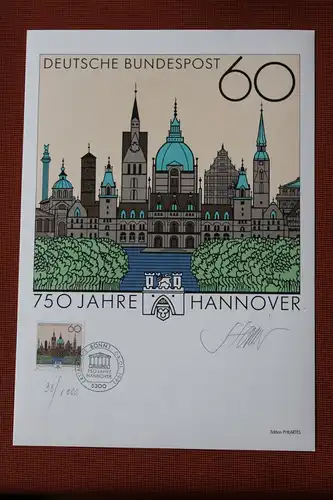 Künstleredition; Kunstgrafik: 750 Jahre Hannover; Handsigniert