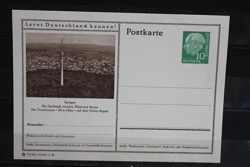 Stuttgart, Bildpostkarte von 1958