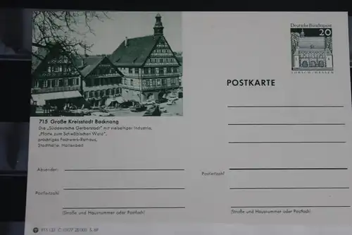 [Ansichtskarte] Backnang,  Bildpostkarte der Bundespost 1969. 