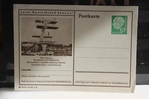 [Ansichtskarte] Fürth,  Bildpostkarte der Bundespost 1958. 