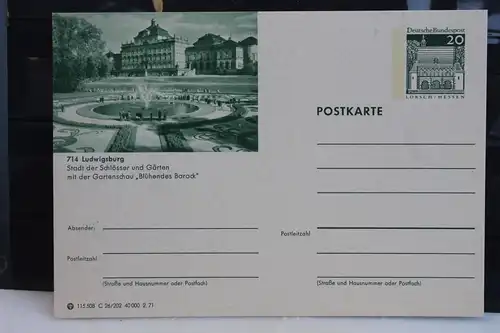 [Ansichtskarte] Ludwigsburg, Bildpostkarte der Bundespost 1971. 