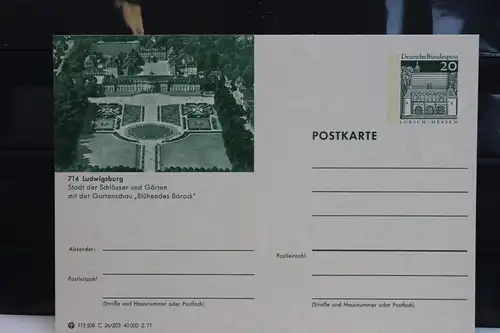 [Ansichtskarte] Ludwigsburg, Bildpostkarte der Bundespost 1971. 