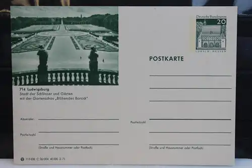 [Ansichtskarte] Ludwigsburg, Bildpostkarte der Bundespost 1971. 