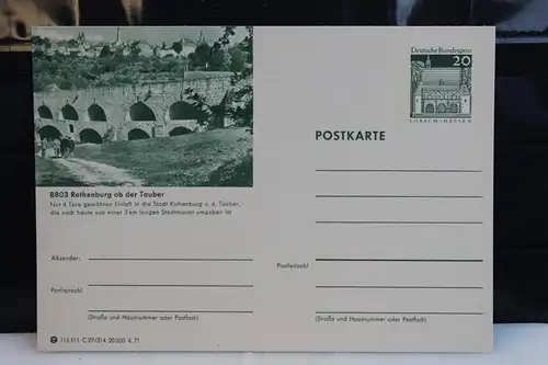 [Ansichtskarte] Rothenburg ob der Tauber, Bildpostkarte der Bundespost 1971. 