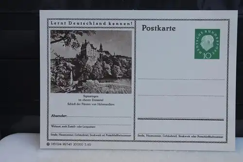 [Ansichtskarte] Sigmaringen,  Bildpostkarte der Bundespost 1960. 