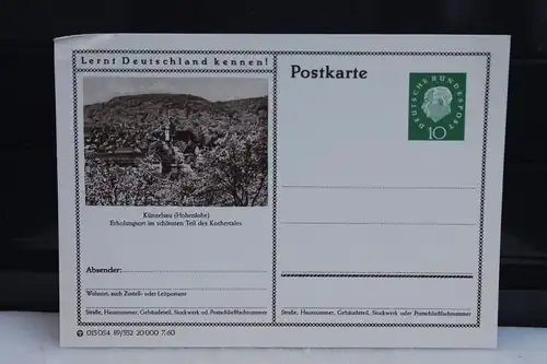 [Ansichtskarte] Künzelsau,  Bildpostkarte der Bundespost 1960. 