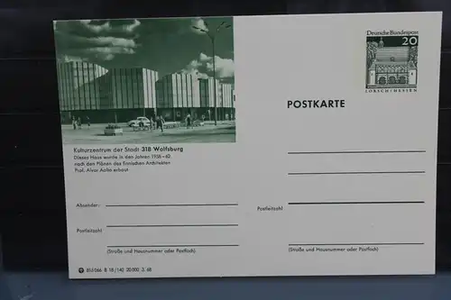 [Ansichtskarte] Wolfsburg,  Bildpostkarte der Bundespost 1968. 