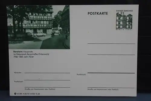 [Ansichtskarte] Bensheim, Bildpostkarte der Bundespost 1965. 