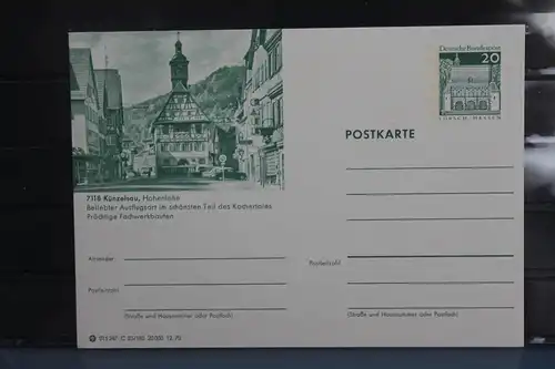 [Ansichtskarte] Künzelsau,  Bildpostkarte der Bundespost 1970. 