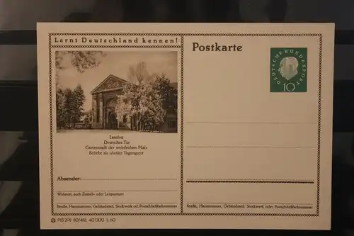 [Werbepostkarte] Bildpostkarte P 42 der Bundespost 1960: Landau. 