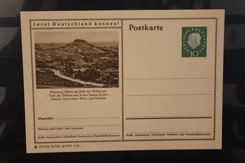 [Werbepostkarte] Bildpostkarte P 42 der Bundespost 1960: Weinsberg. 