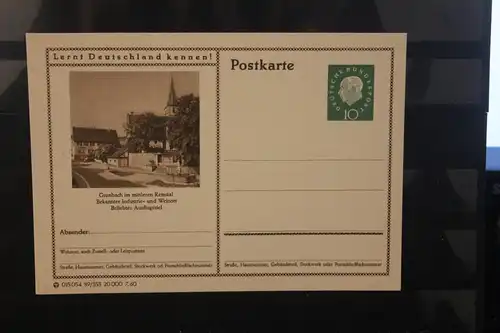[Werbepostkarte] Bildpostkarte P 42 der Bundespost 1960: Grunbach. 