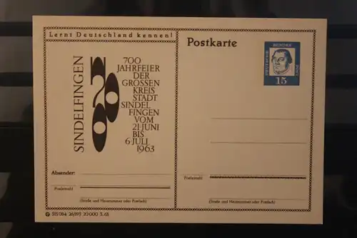[Werbepostkarte] Bildpostkarte P 81 der Bundespost 1963: Sindelfingen. 