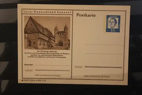 [Werbepostkarte] Bildpostkarte P 81 der Bundespost 1963: Bad Gandersheim. 