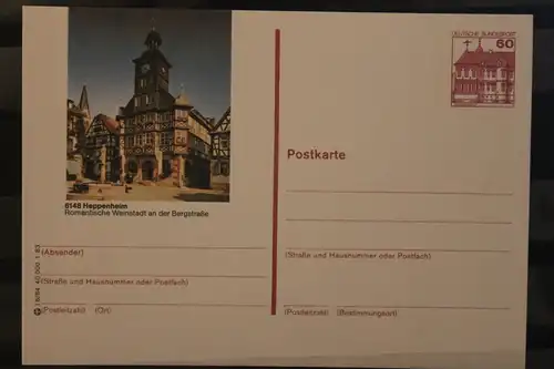 [Werbepostkarte] Bildpostkarte P 138; Teilserie "I" der Bundespost 1983: Heppenheim. 