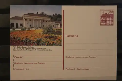 [Werbepostkarte] Bildpostkarte P 138; Teilserie "I" der Bundespost 1983:Baden-Baden. 