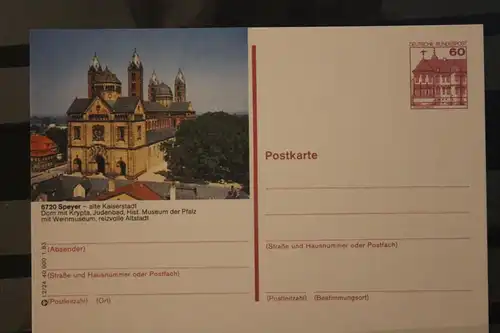[Werbepostkarte] Bildpostkarte P 138; Teilserie "I" der Bundespost 1983:Speyer. 