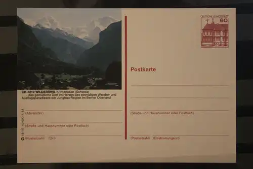 [Werbepostkarte] Bildpostkarte P 138; Teilserie "I" der Bundespost 1983:Wilderswil / Schweiz. 