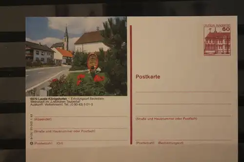 [Werbepostkarte] Bildpostkarte P 138; Teilserie "I" der Bundespost 1983:Lauda-Königshofen. 