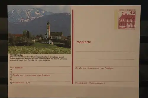 [Werbepostkarte] Bildpostkarte P 138; Teilserie "r" der Bundespost 1987:Pfronten. 