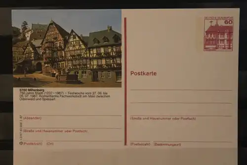 [Werbepostkarte] Bildpostkarte P 138; Teilserie "r" der Bundespost 1987:Miltenberg. 