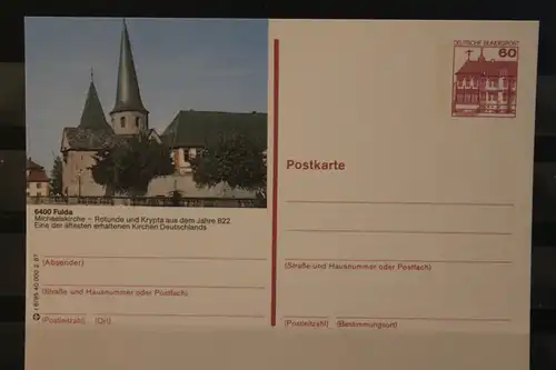 [Werbepostkarte] Bildpostkarte P 138; Teilserie "r" der Bundespost 1987:Fulda. 